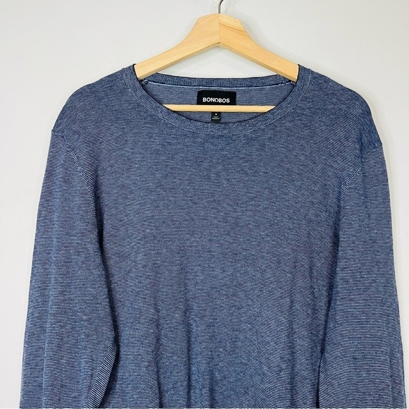 Bonobos “Midnight Blue” Striped Cotton Slim Crew Neck M - Picture 3 of 7